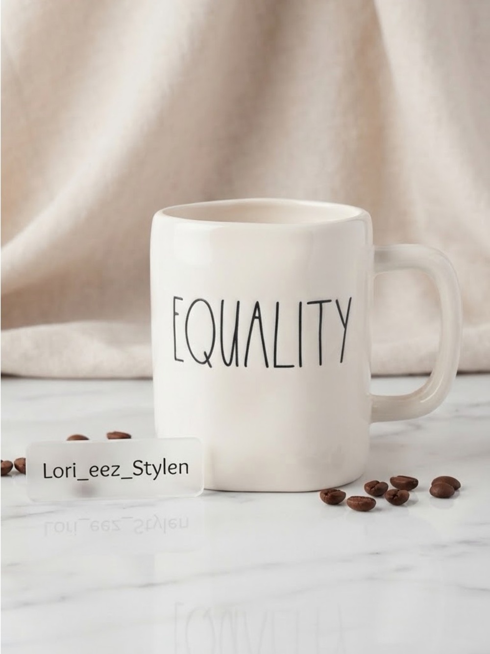 Rae Dunn White Ceramic "EQUALITY" Mug